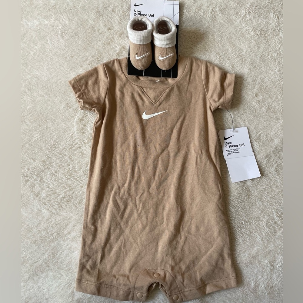 Nike Tan Baby Outfit with Booties